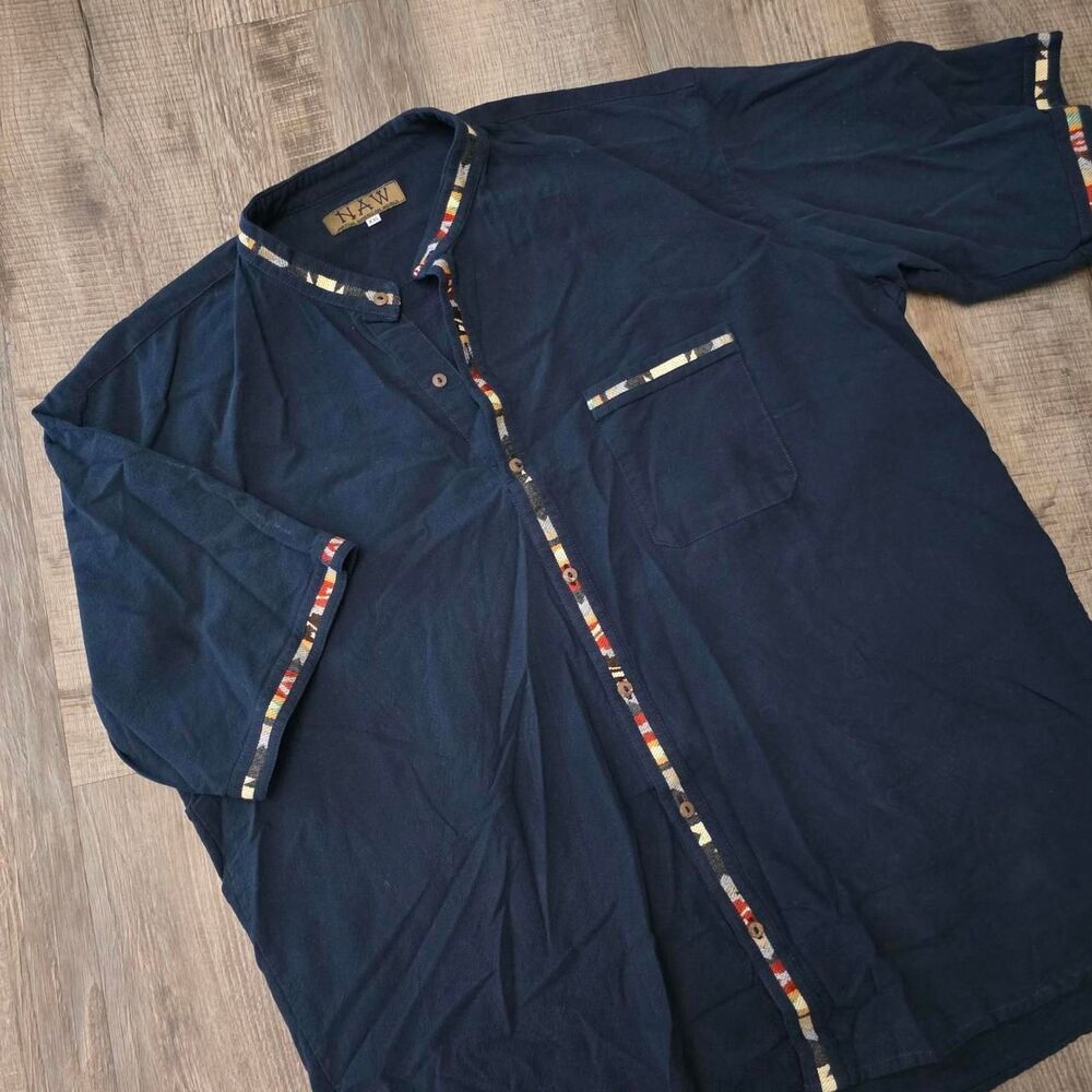 Native Men's Navy and Blue Shirt
